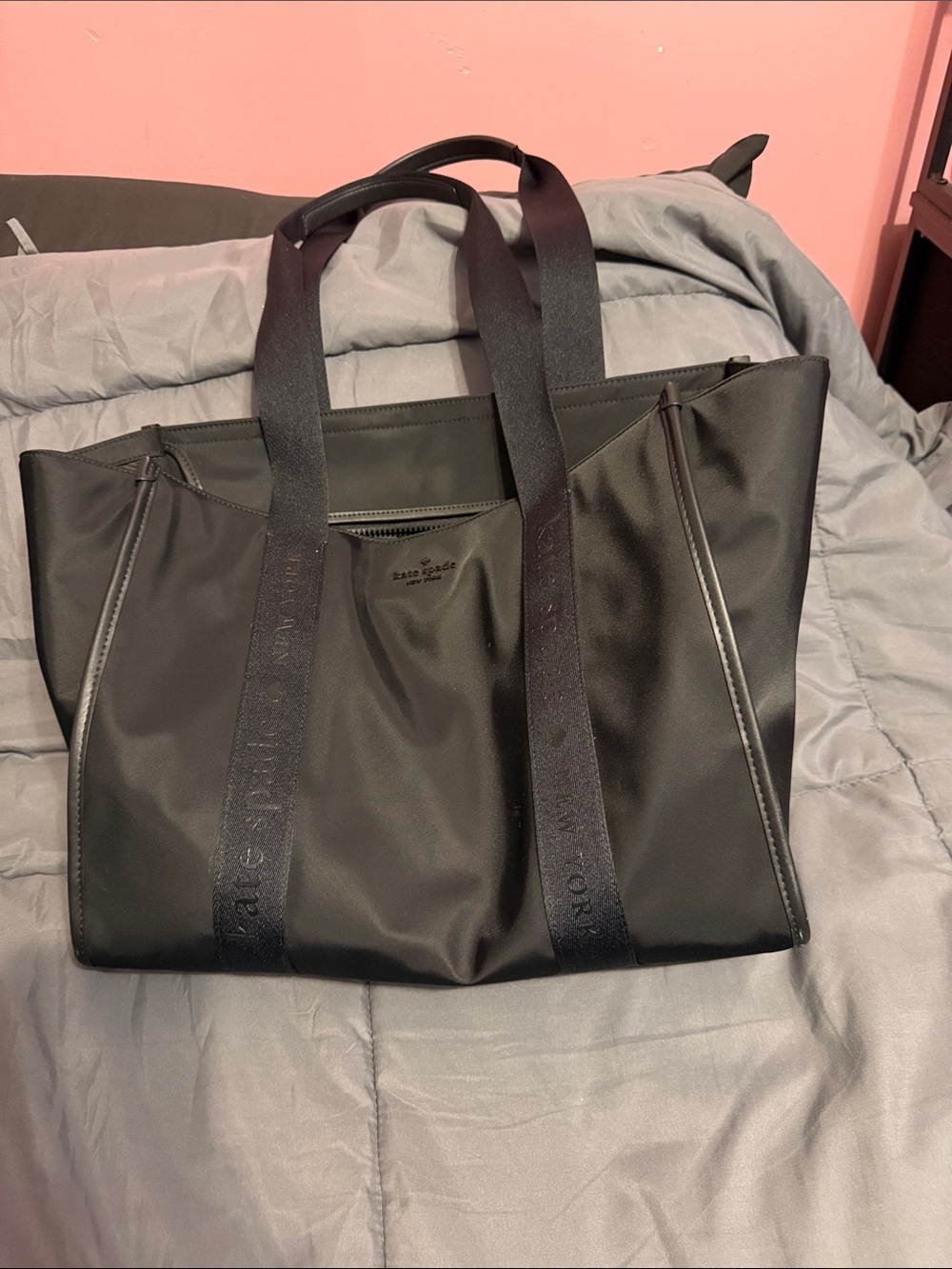 kate spade Black Nylon Tote with Webbed Straps
